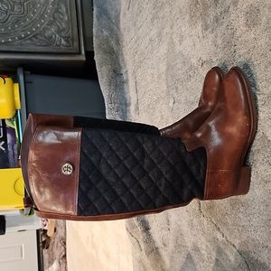 TORY BURCH ROSALIE LEATHER QUILTED RIDING BOOTS Ladies Knee High Designer women
